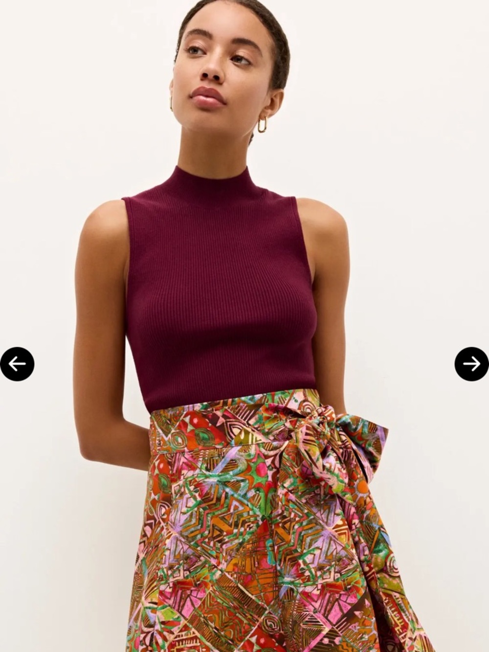 Marie Oliver Mazie Ribbed Mock Neck Tank in Burgundy Maroon